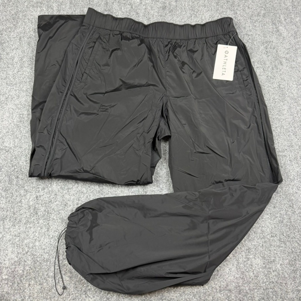 Athleta Rise Pant Women XL Black Windbreaker Bungee Hem Jogger